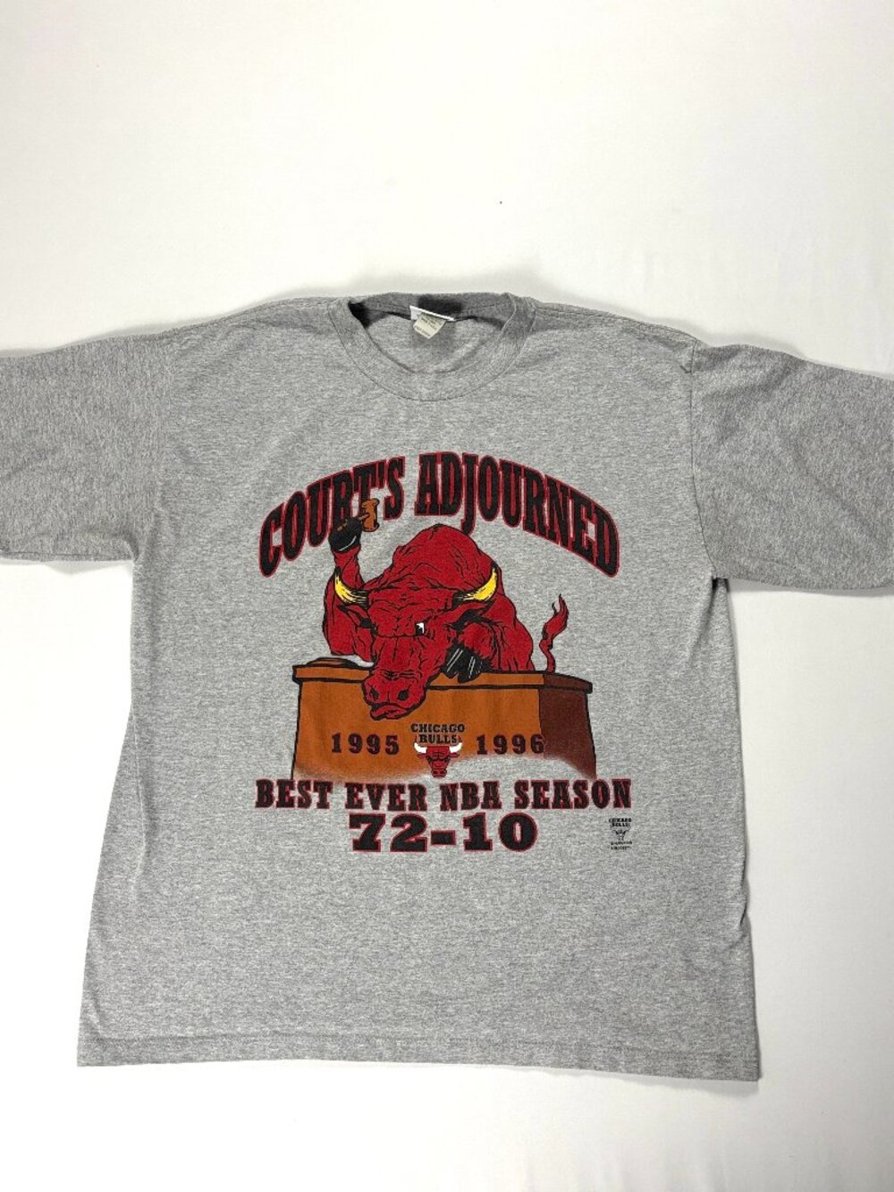 Chicago Bulls Vintage 1995-96 Best Ever Season T Shirt Gray Sz XL NBA Court USA